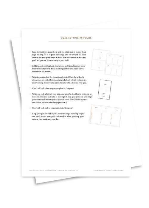 Goal Setting Trifolds