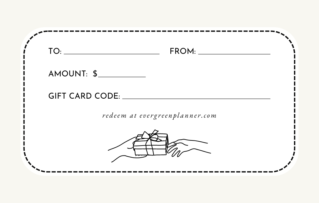 Evergreen Planner Shop Gift Card