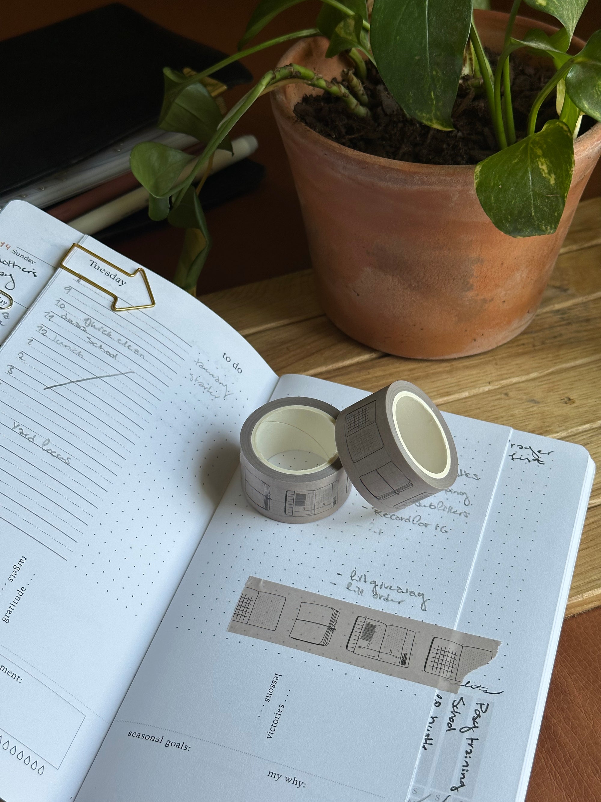 Brown Grid Washi Tape For Decorating Your Bullet Journal